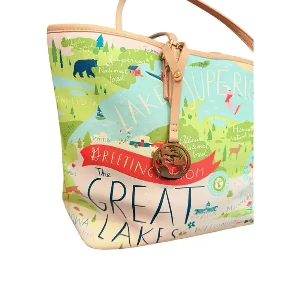 Spartina 449 Great Lakes Leather Trim Beach Vacation Shopping Large Tote Bag - Picture 6 of 13